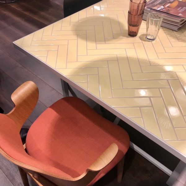 Gesture Chair and Herringbone Tile Dining Table, Warm Nordic
